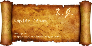 Káplár Jónás névjegykártya